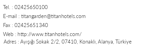 Hotel Titan Select telefon numaralar, faks, e-mail, posta adresi ve iletiim bilgileri